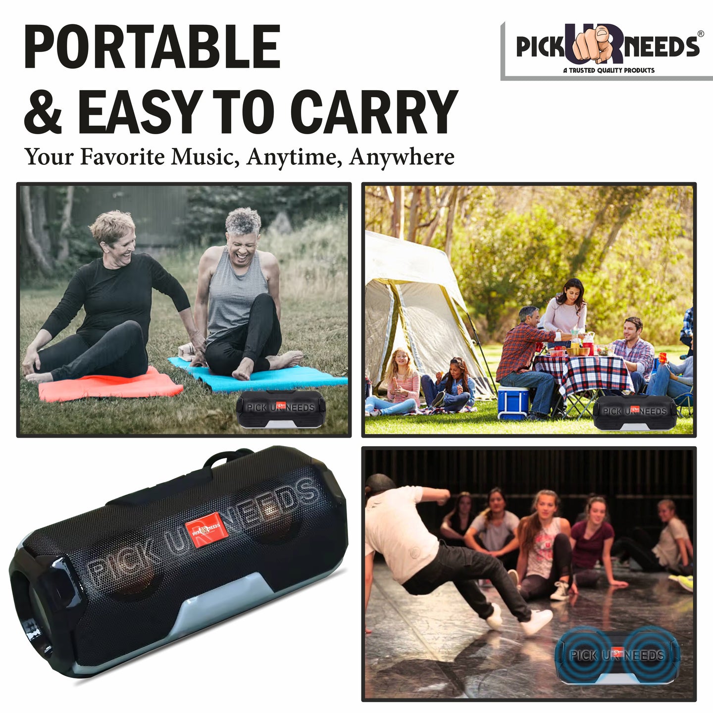 Pick Ur Needs  Rechargeable Mini Portable Wireless Bluetooth Super Bass Speaker With HD Audio 10 W Bluetooth Speaker (Green, Stereo Channel)